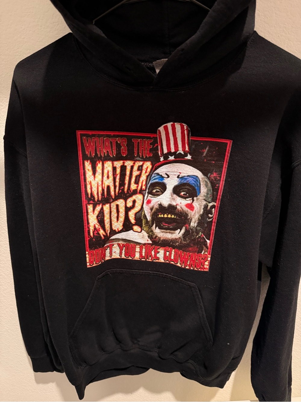 Black Hoodie with Clown Graphic